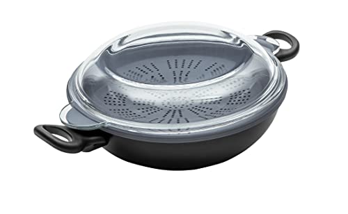 Prestige x Nadiya Wok non-stick med lock 26 cm – 4-i-1 multifunktionell induktionswok med ångkokare och fleranvänt glaslock, diskmaskinssäker och ugnssäker PFOA-gratis köksredskap