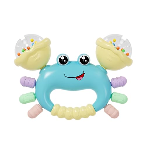 Image of HAOHAOSHUA Baby Crab Rattle Toy - ABS Material, Handheld Crab Shaped Toy for Infants, Early Education Grip & Smart Toy for Newborn Boys and Girls(345A) (Blue)
