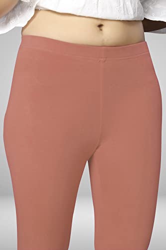 Image of Women's Cotton Skinny Leggings with Ankle Length Solid Pattern Mid Rise and Elastic Closure | Cotton Skinny Leggings for Womens