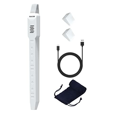 OYAYO Digital Wind Instrument, Mini Electronic Wind Instrument Set with Removable Nozzle and Rechargeable Battery, Built-in 10 Musical Instrument Tones (white) Cover