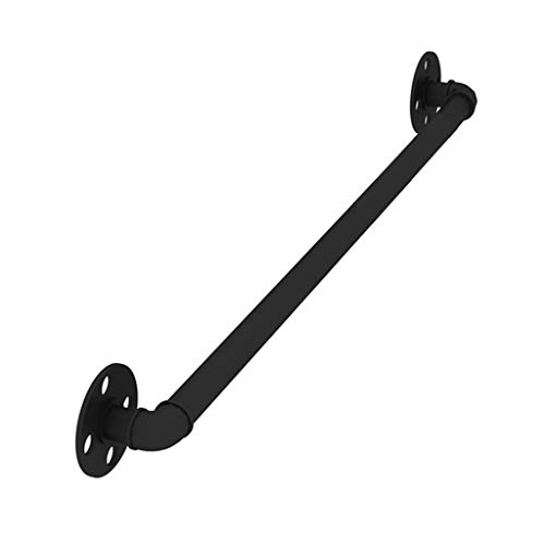 CUTPOIY Handrail Stairs Railing Indoor Outdoor Length 25～350cm Galvanized Iron Pipe Handrail-Complete Tool Kit, Indoor Loft Elderly Non-Slip Handrail Corridor Support Rods, Black, 25cm