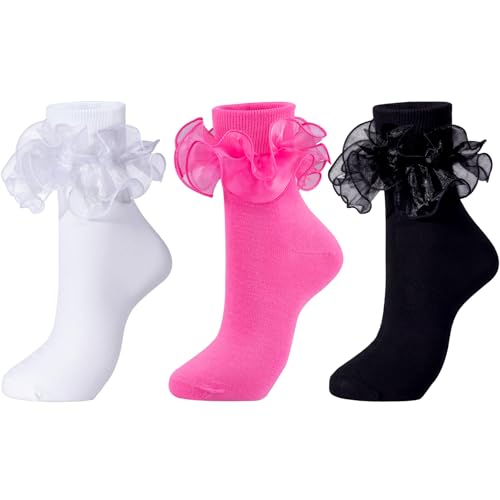 Image of Dicry Socks for Women, Big Ruffle Socks with Turn Cuff and Double Lace