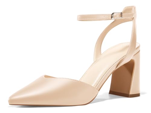 Image of Juliet Holy Womens Closed Toe Heels Chunky Block Heel Ankle Strap Pumps Slingback Heeled Sandals