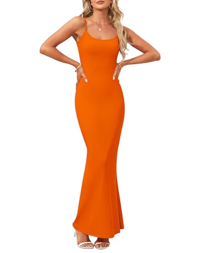 Image of AUSELILY Womens Bodycon Maxi Dress Square Neck Sexy Slip Long Dress | Sleeveless slip design with a long skirt line, Going out dress for celebrations, Style with heels