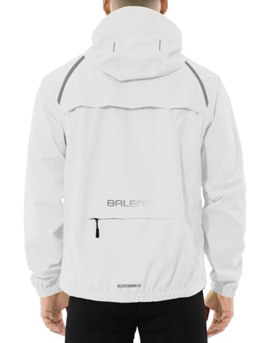 baleaf Fahrradjacke Herren Regenjacke Wasserdicht Atmungsaktiv Wanderjacke Windbreaker Outdoor Jacken Leichte Windjacke Trekking Regenjacke Radjacke Weiß XXL
