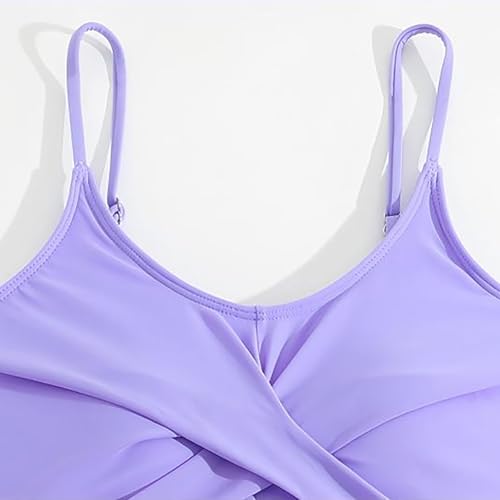 3 Piece Bathing Suits for Girls Cute Quick 𝐃ry Solid Color 𝐂riss C𝐫oss Bikini & Cover Up Floral Skirt Swimsuit3