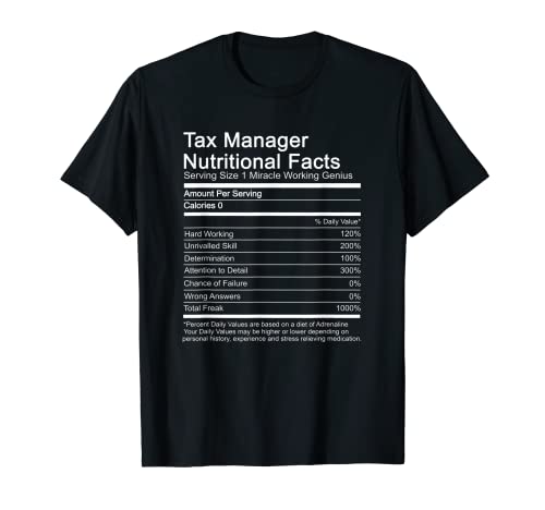 Datos nutricionales de Tax Manager Camiseta