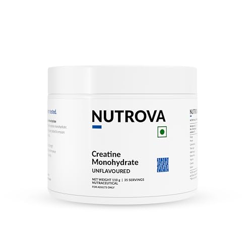 Image of NUTROVA Creatine Monohydrate (Unflavoured) | 100% Micronised for Solubility | Third-Party Tested | Supports Strength, Recovery & Brain Energy | 0 Calories | 35 Servings | 110g | Men & Women