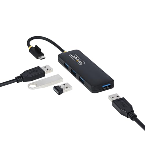 StarTech.com 4-Port USB-A Hub, 5Gbps, Bus Powered, Small Travel Mini Hub, Multi-Port USB 3.0 Splitter, Portable USB Hub