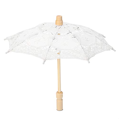 Wincal Spitze Regenschirm-Stickerei Braut Sonnenschirm Handmad'e Spitze Blumenstickerei Sonnenschirm Hochzeit Braut Fotografie Regenschirm(26 * 4 * 3cm/10.2 * 1.6 * 1.2in(Small)-Beige) Cover