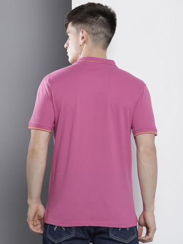 Image of The Indian Garage Co Men Slim Fit Solid Polo Neck Half Sleeves Tshirt