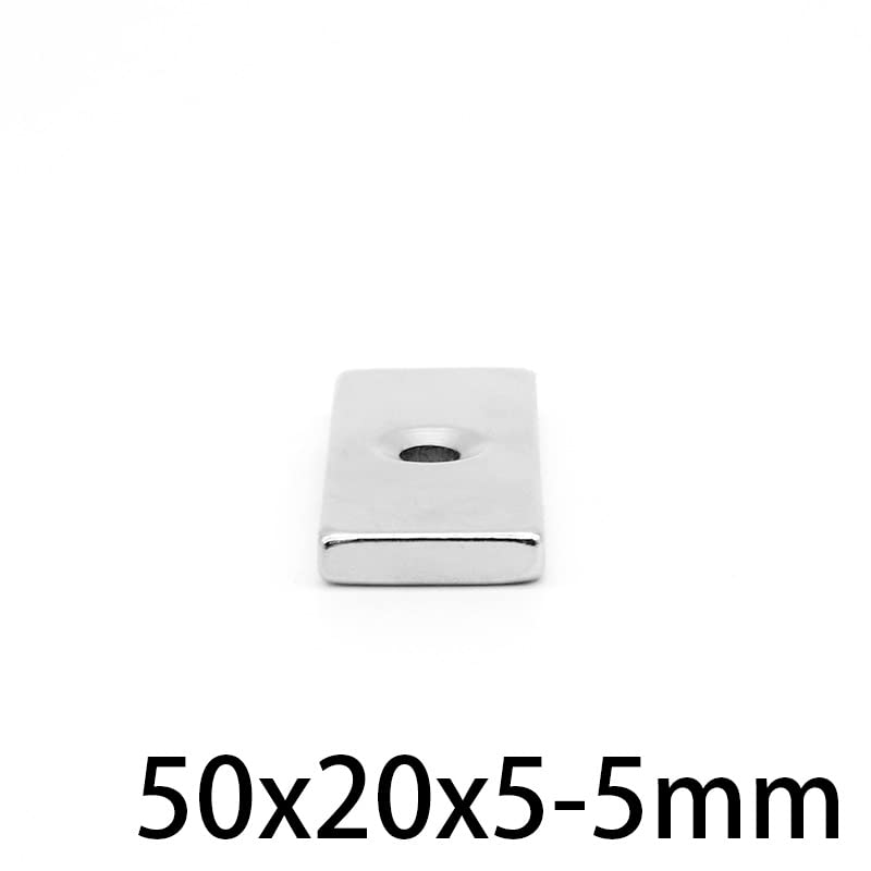 1/2/5/10PCS 50x20x5-5mm Big Strip Block Hole 5mm 50 * 20 * 5-5 Thick Quadrate Permanent NdFeB Sheet 50x20x5-5 Magnet(10PCS)