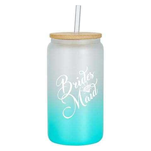 pengtai Bridesmaid Glass Tumbler with Straw Cover