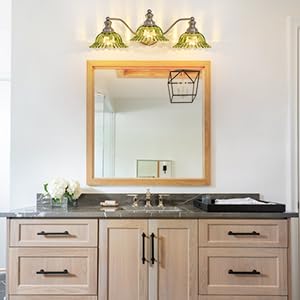 Image of XIEDUN Brushed Nickel Green 3 Light Vanity Light Bathroom Light