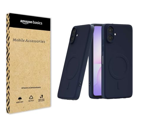 Image of amazon basics Back Cover for Samsung Galaxy A07 / M07 5G Soft Matte Silicone Mag-Safe Design (Mag-Safe Not Support) Camera Protection | Slim Fit Bumper Cover (Blue)