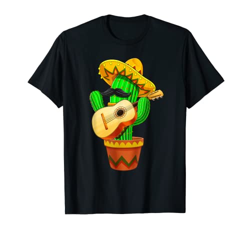Camiseta Cinco de Mayo Cactus Guitarra Mujer Hombres Niños Divertido Camiseta