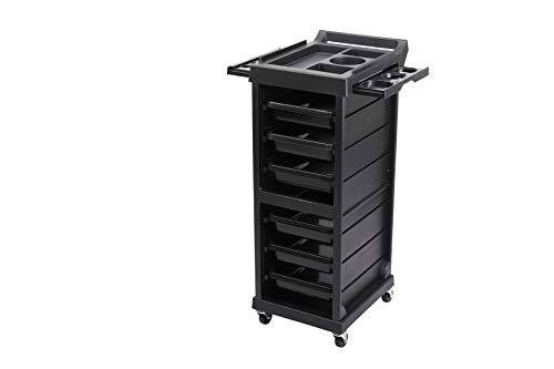 Beauty Style Salon Equipment Trolley with 6 Drawers, Rolling Wheels for Beauty Hairdressing Storage Cart Black