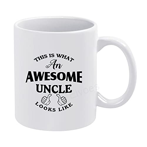 Elvoes This is What an Awesome Uncle Looks Like Mug, Funny Ceramic Novelty Coffee Mug Gift for Uncle, 11oz