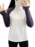 YEAHDOR Women's Spring Autumn Quick Dry Long Sleeve Shirt with Finger Holes, Stretch Breathable Ivory X-Large