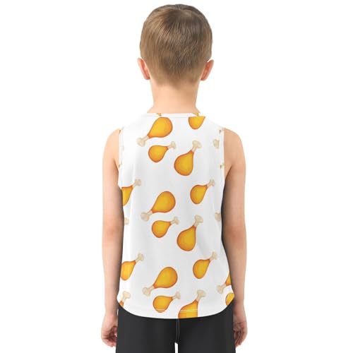 J JOYSAY Cartoon Chicken Leg White Boys Tank Top Sleeveless Muscle Shirts Quick Dry Kids T-Shirts 3-15T3