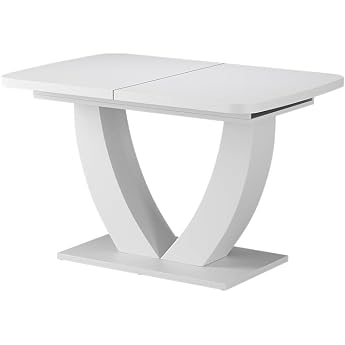 Vicco Fenaro Dining Table, White, 120-160 x 80 cm | Extendible, with pull-out function for flexible table size adjustment
