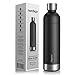 Produktbild Nordiqo Premium 1L Flasche aus Edelstahl | Kompatibel mit Sodastream, Aarke und Philips Wassersprudler | Ohne Ablaufdatum & Ohne Plastik | Auslaufsicher | Spülmaschinenfest | Schwarz Matt x 1