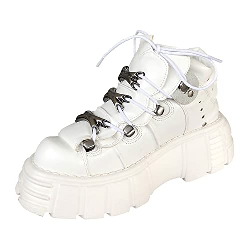 Bottes de motard foncé goth punk avec plateforme et cuir pour femme