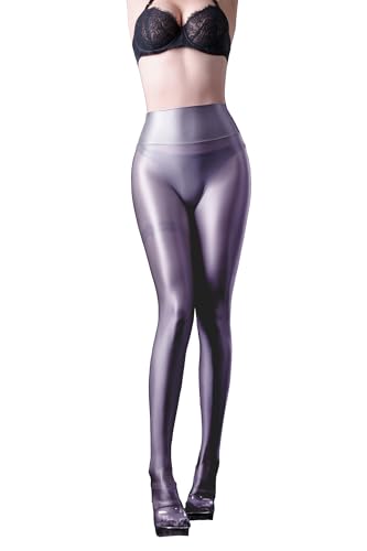 Image of Ultra Sheer Workout Leggings Shiny Tights for Women Control Top to Waist Pantyhose Tummy Control Glossy Panty Hose