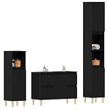 vidaXL Badezimmermöbel-Set Wandmontiert 3 pcs Schwarz Eichen-Optik, Modernes Badezimmer-Set, Rechteckige Wandmontage, Robuste Aufbewahrung, Platzsparendes Design, Praktische Deko für Zuhause