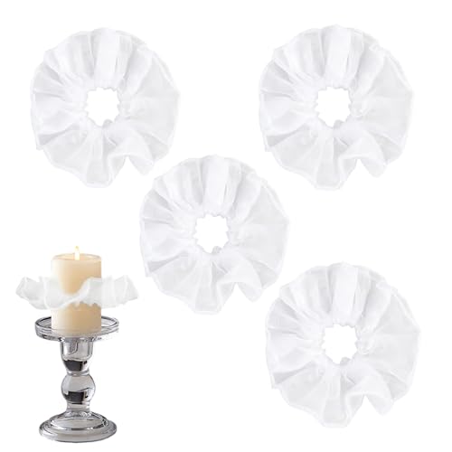 4 Stück tropfschutz kommunionkerze,Weiße Tüll tropfschutz taufkerze,tropfenfänger für kerzen,kerzenhalter kommunionkerze für Kommunionkerzen,Taufkerzen