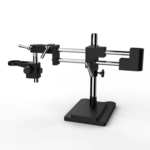 顕微鏡キット ユニバーサルダブルアームサポートリフティング双眼三眼ステレオズーム顕微鏡ブラケット76mmフォーカスPCB産業研究室用 顕微鏡レンズアダプター(Black)