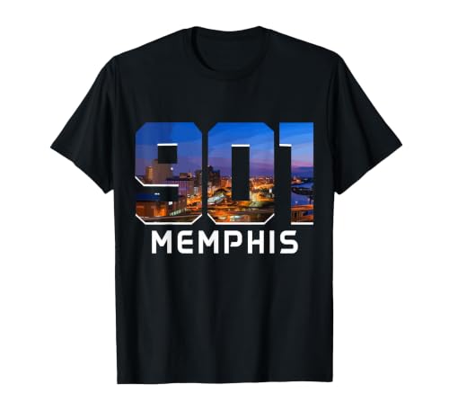 901 Memphis Area Code Pride Skyline Tennessee Vintage T-Shirt, Men, Black, 3X-Large