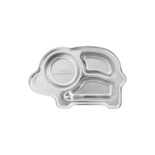 Image of Happy Hues Stainless Steel Divided Meal Plate Tray-3 Compartments Dinner Dish for Baby (Elephant2)