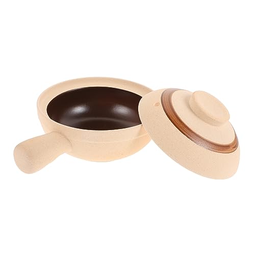Sosoport Cacerola de Cerámica Pequeña con Asa y Tapa para Sopa y Arroz Utensilio de Cocina para Persona