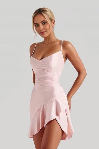 Satin Ruffle Homecoming Dresses for Teens Short Prom Dress Backless Mini Cocktail Sweet 16 Party Dress3