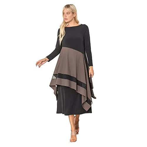 IC Collection Apron Midi Dress - 5610D Brown