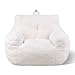 VEVOR Bean Bag Chair, 3 feet Bean Bag Chair with Soft Armrests and Storage Pocket, 25D Memory Foam Filled with Soft Teddy Velvet Cover, Bean Bag for Bedroom or Playroom, White