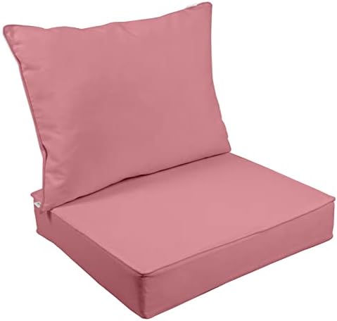 Vargottam Outdoor Deep Seat Patio Cushions Set 2pcs Seat Set All Weather Replacement Cushion Patio Seat and Back Cushion Set 25"x25"x5" Inches-Pink