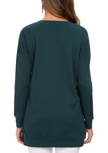 Image of levaca Women's Fall Long Sleeve Side Split Loose Blouses Casual Pullover Tunic Tops
