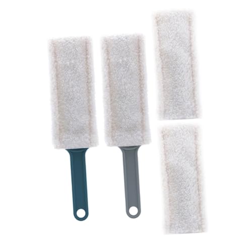 PERSELOSO Multi-Function Reusable Dusting Brush with Replacement Cloths Flat Handle Household Cleaner for Walls Furniture Car Sofas Blinds and Bookcases Safe and Strong Cleaning Power