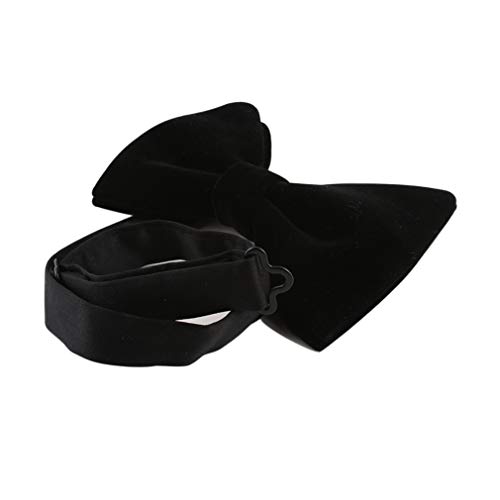 Image of Mens Oversized Velvet Bow Tie Solid Color Formal Tuxedo Pre-Tied Big Bowtie