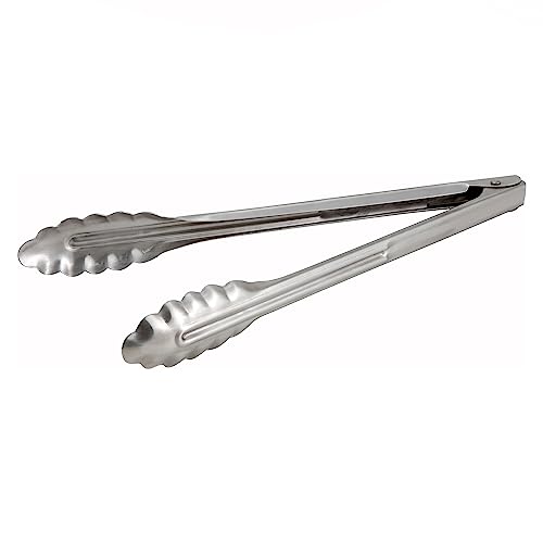 Winco Stainless Steel, Coiled Spring Utility Tong Heavyweight, 12-Inch, Medium