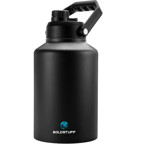 Image of 2 liters Water Bottle Insulated Stainless Steel | Large Sports Thermos 6 Hours Hot & Cold Water | Thermosteel Bottle for Gym, Travel, Office & Outdoor | Anti-Slip Base,Carry Handles, Black