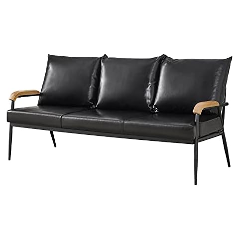 OFCASA Sofá de 3 plazas de piel sintética con almohadas Cover