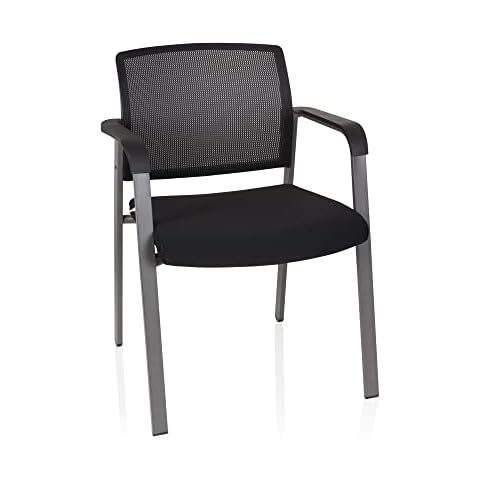 hjh OFFICE 738105 Besucherstuhl Meet Stoff/Netz Schwarz gepolsterter Stuhl Cover