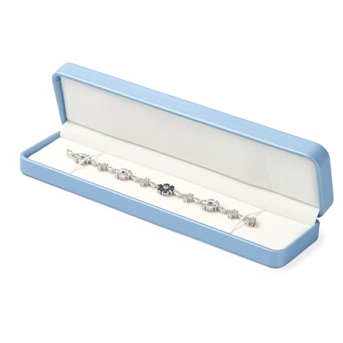Blue Leather Bracelet Necklace Box Jewelry Gift Boxes for Bracelet Necklace Chains Choker Storage For Birthday, Wedding, Valentine's Day Mother's Day Gifts(Blue)