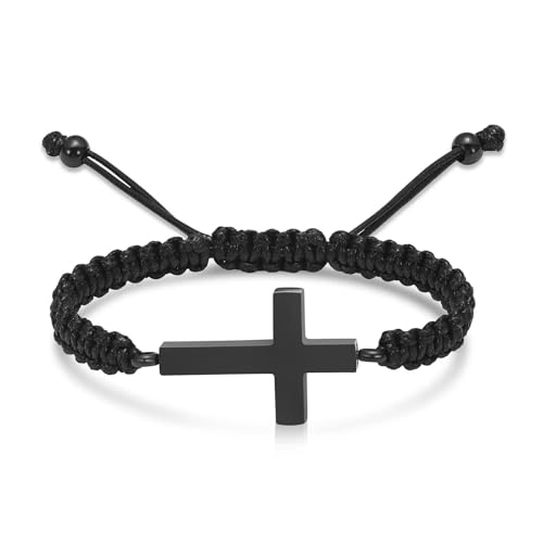 Bracelet de crémation ajustable avec croix souvenir funéraire pour cendres