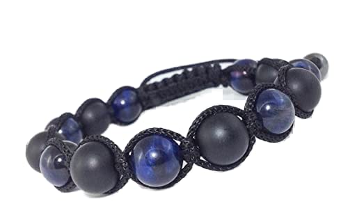 Bracelet en perles rondes onyx et œil de tigre pour retrouver calme et sérénité