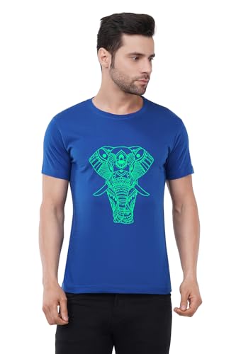 Image of Caseria Men's Cotton Printed T-Shirt -Designer Elephant | 100% Cotton | Half Sleeves | Regular Fit | Printed | Round Neck | Graphic T Shirt