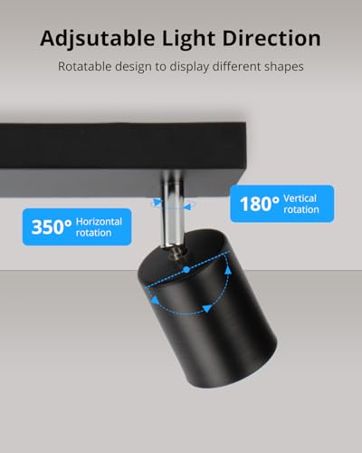 Spotlights Ceiling Lights 5 Way, Black Ceiling Lights Including 5 x 6W GU10 Bulbs Warm White 2700K 550lm, Rotatable Spotlight Bar, Modern Kitchen Light Fittings for Bedroom Living Room